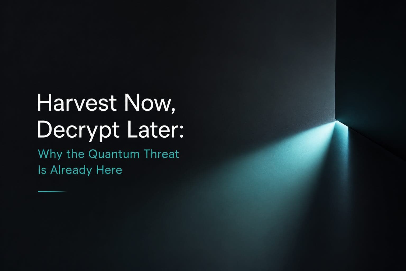 Timeline showing encrypted blockchain data harvested today being stored until a future quantum computer can decrypt it